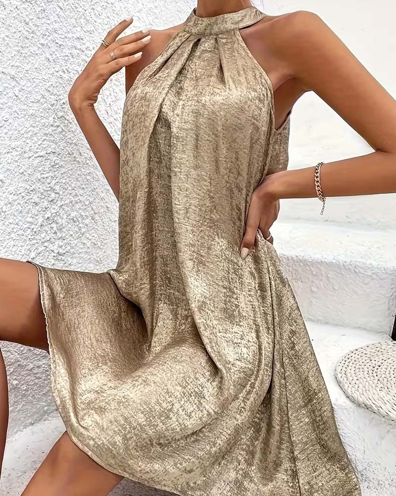 Kleid Leichter Luxus Ärmellos Off-Shoulder Halter