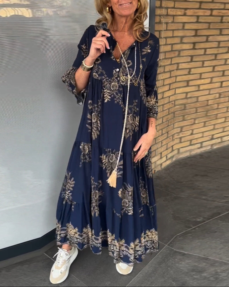 đ„Sommer-SchnĂ€ppchen 49 % RABATTđ„Locker sitzendes Vintage-Kleid mit V-Ausschnitt