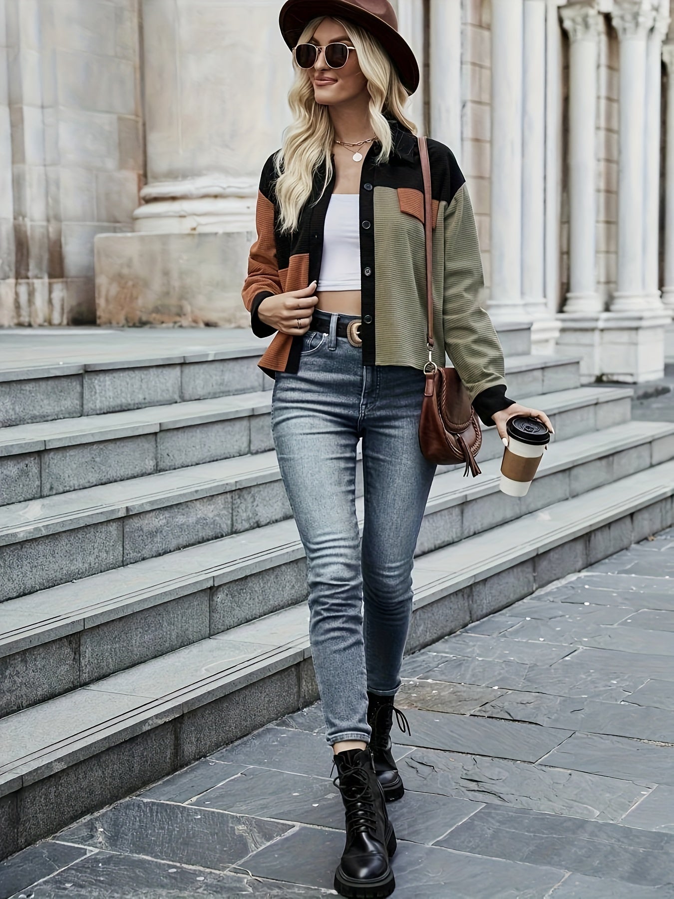 Color Block Drop Shoulder Jacket - Mia