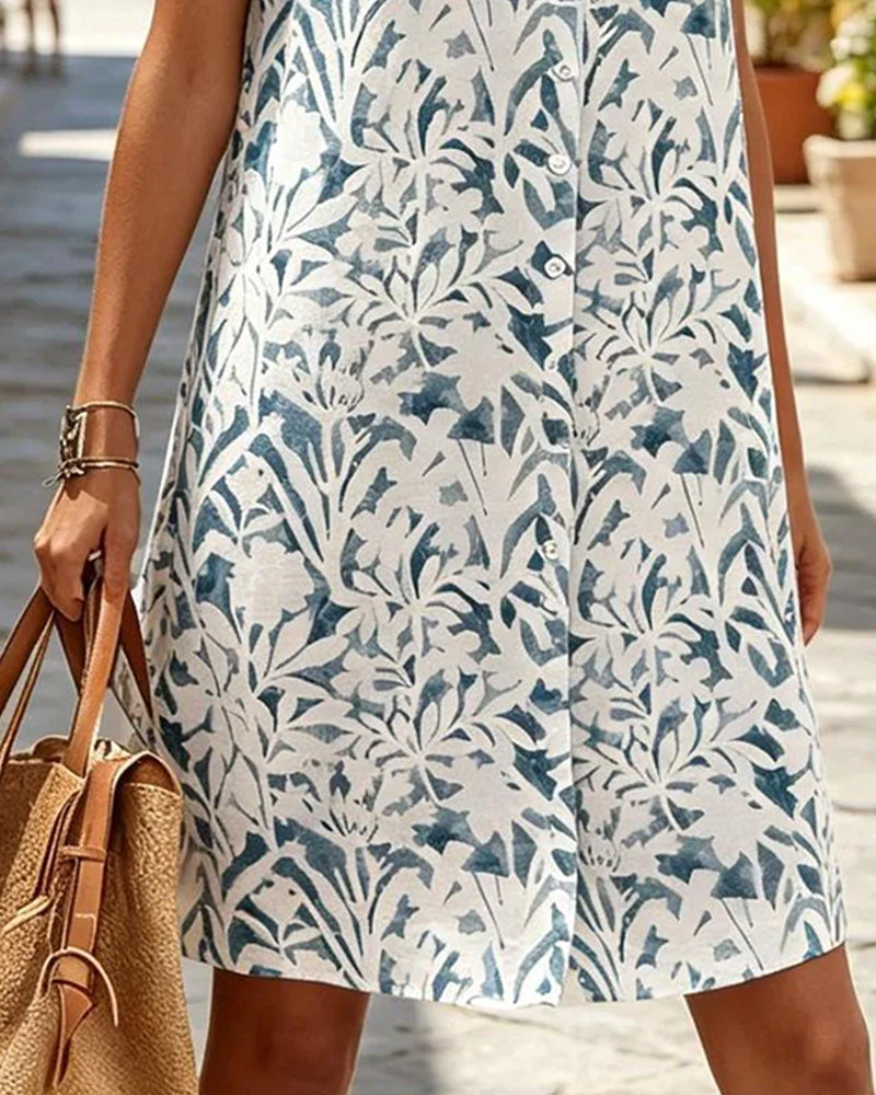 Hemdkleid Botanischer Print Ärmellos