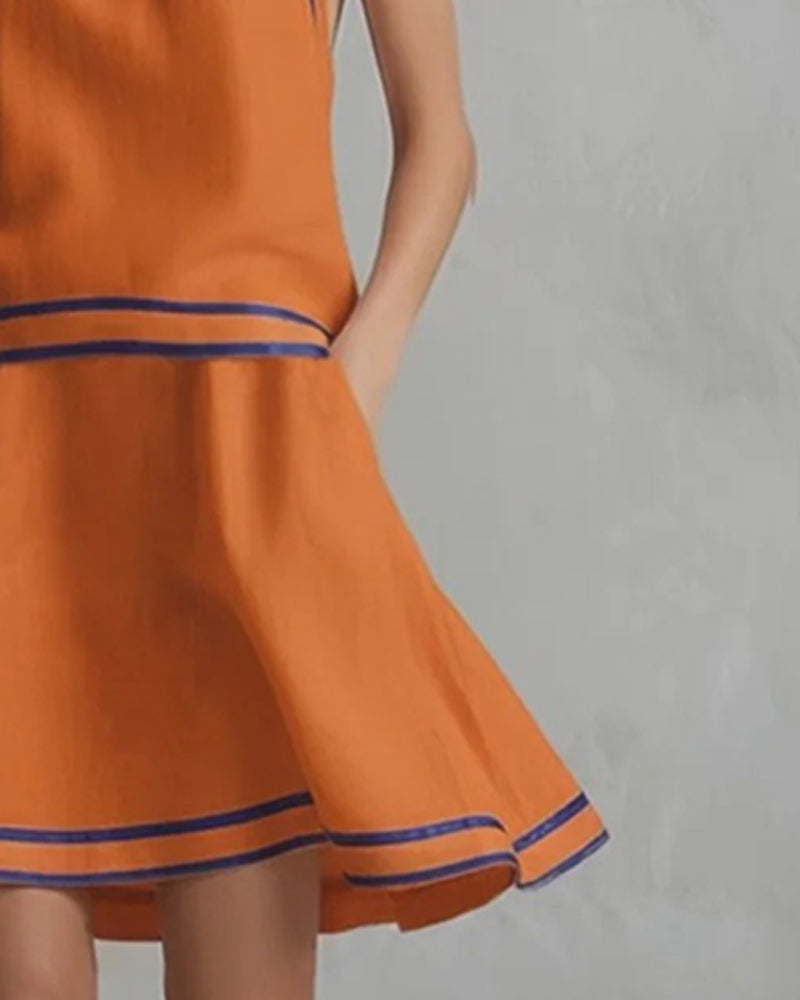 Kleid Halterneck Kontrast