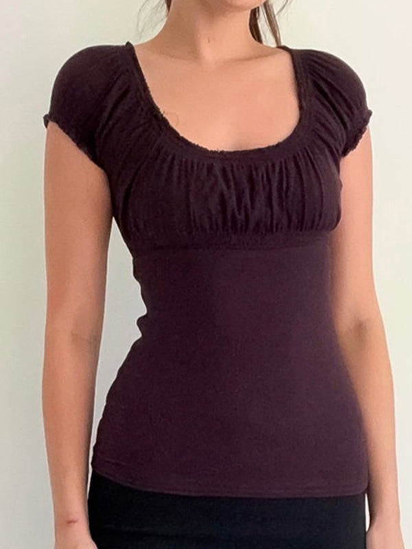 Lila Vintage Kurzarm Shirt