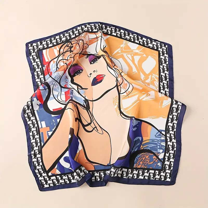 Lässiger Schal Mit Abstraktem Druck Dunkelblau