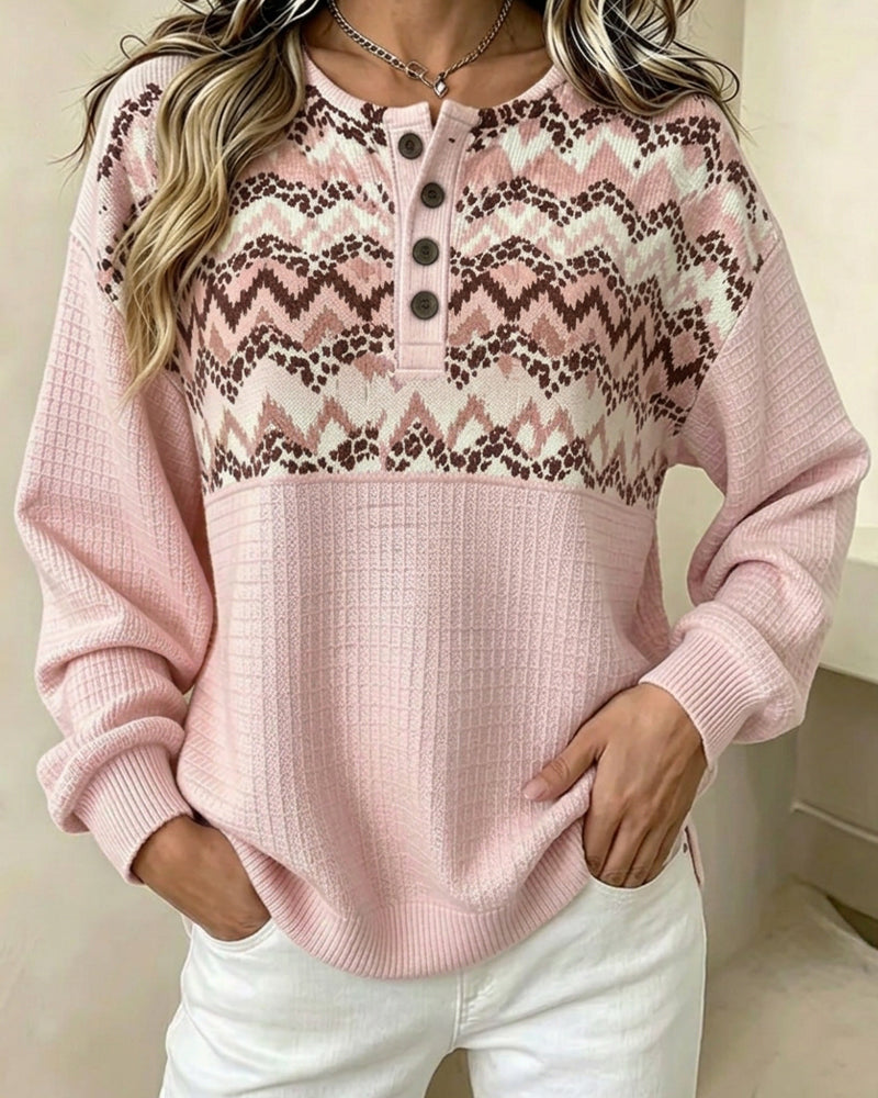 Sweatshirt Rundhals Waffel Lässig