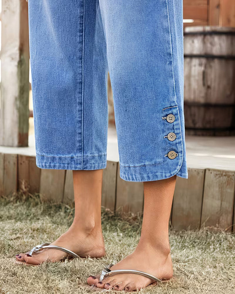 Hose Retro Denim Cropped gerade geschnitten