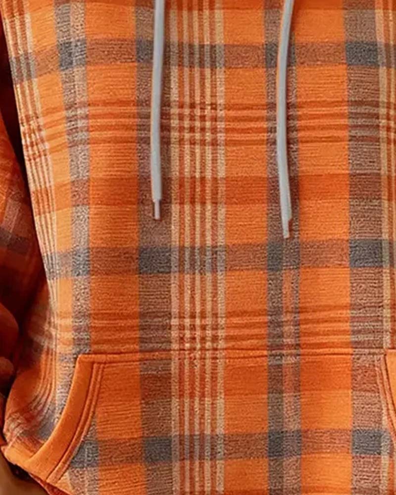 Hoodie Karo Tasche Lässig