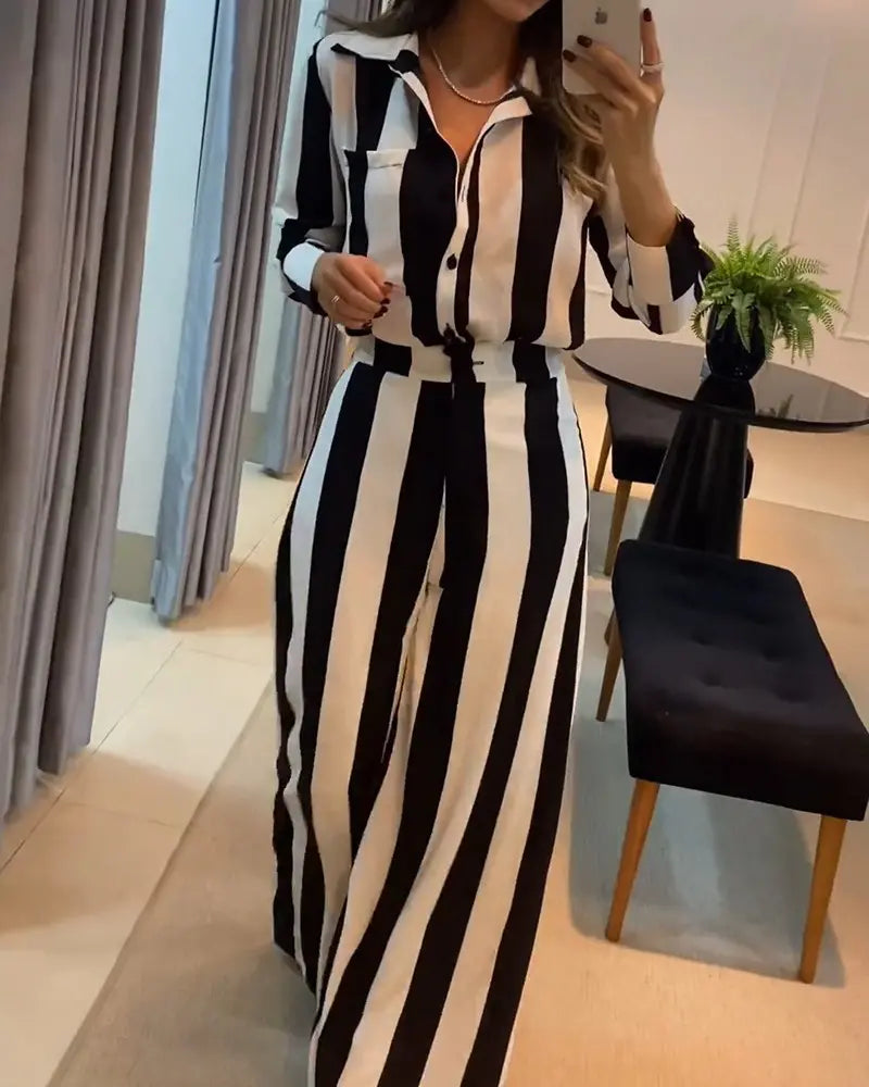 Nimo - Gestreifter Eleganz-Overall mit langen Ärmeln