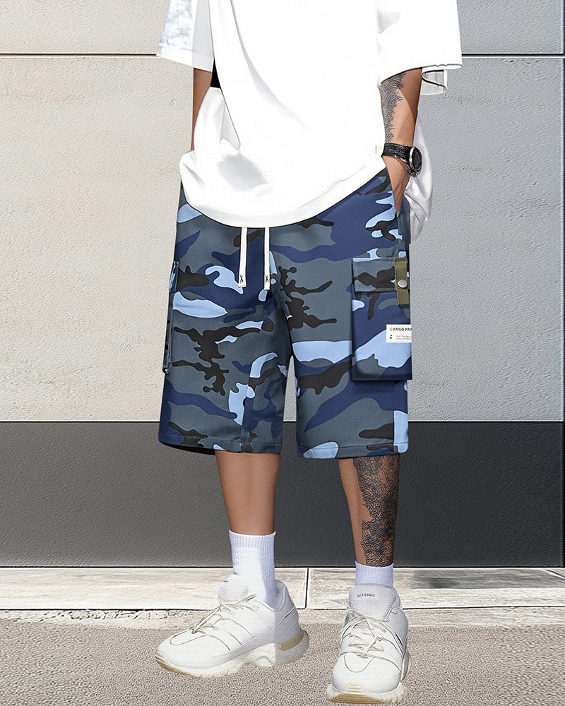Shorts Herren Multitasche Kordelzug Cargo