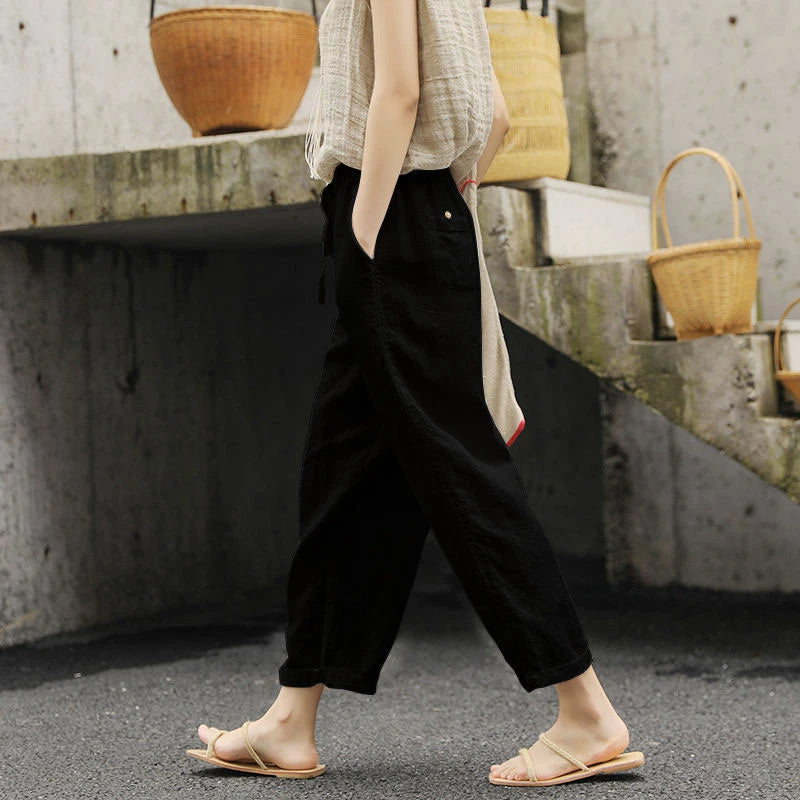 Einfarbige Freizeithose Schwarz