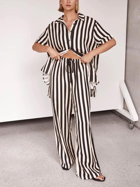 Black and white striped two-piece - Lena