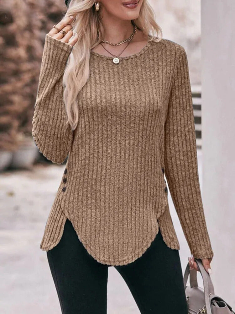 Green knitted shirt with button details - Lena