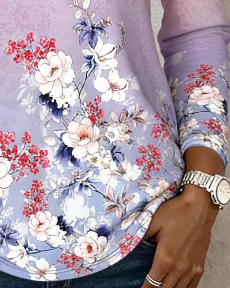 Top floral Patchwork langärmlig
