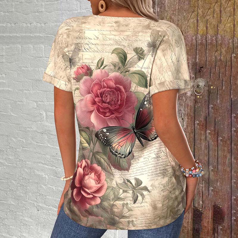 Vintage-T-Shirt Mit Blumendruck