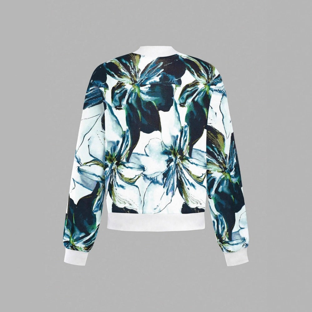 Floral Print Bomber Jacket with Zipper for Women - Lucia