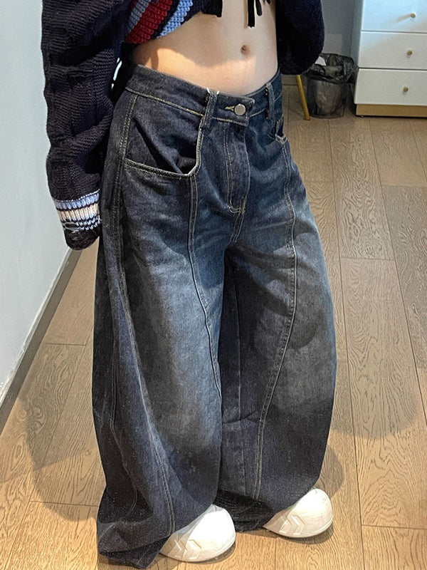 Blaue Vintage Straight Boyfriend Jeans