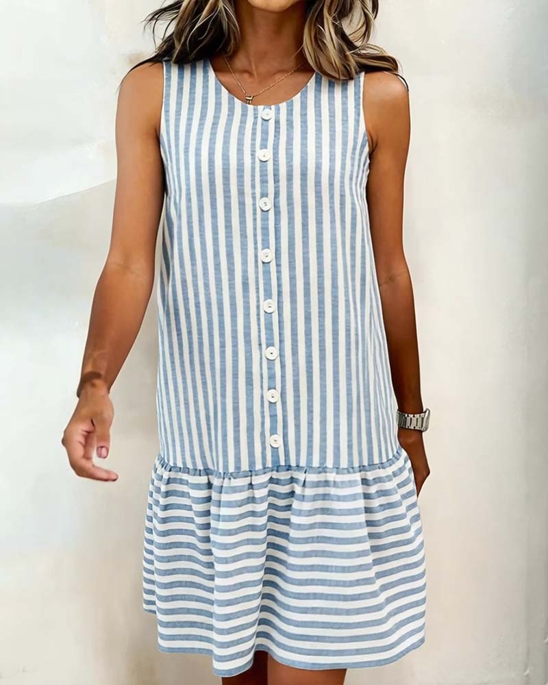 Dress Ärmellos Gestreift A-Linie