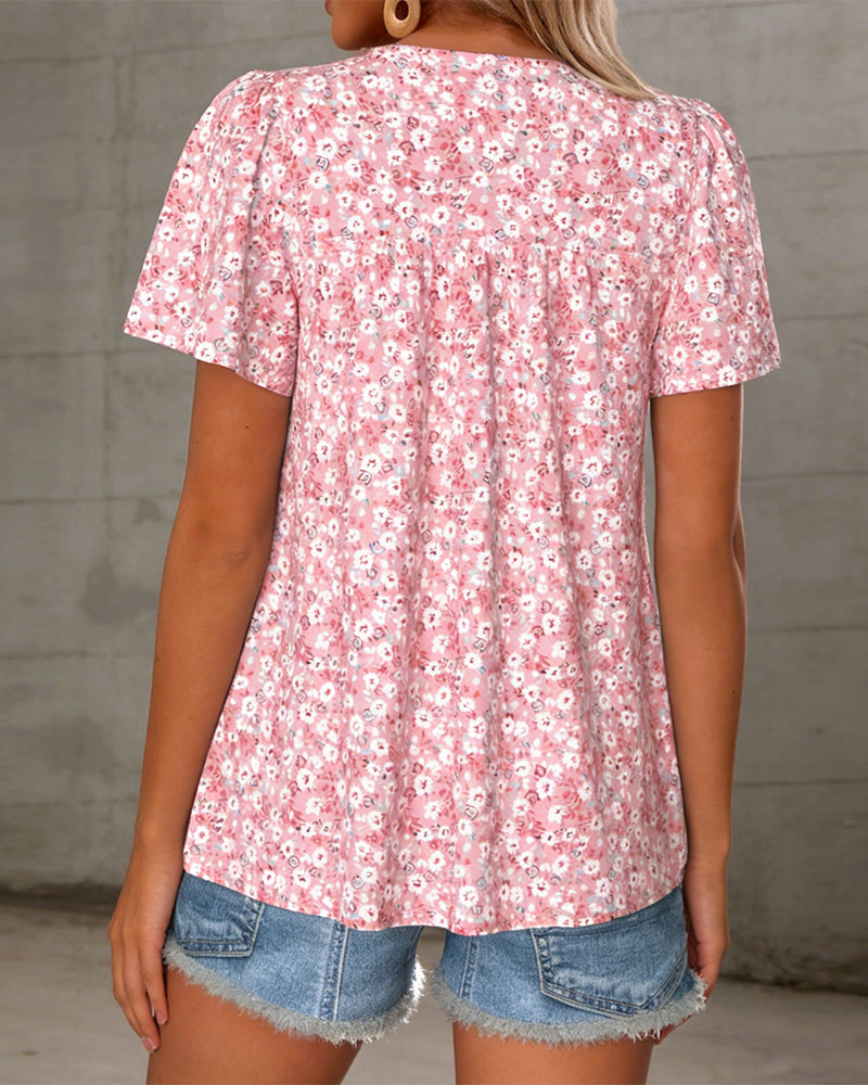 Top Rundhals floral Kurzarm