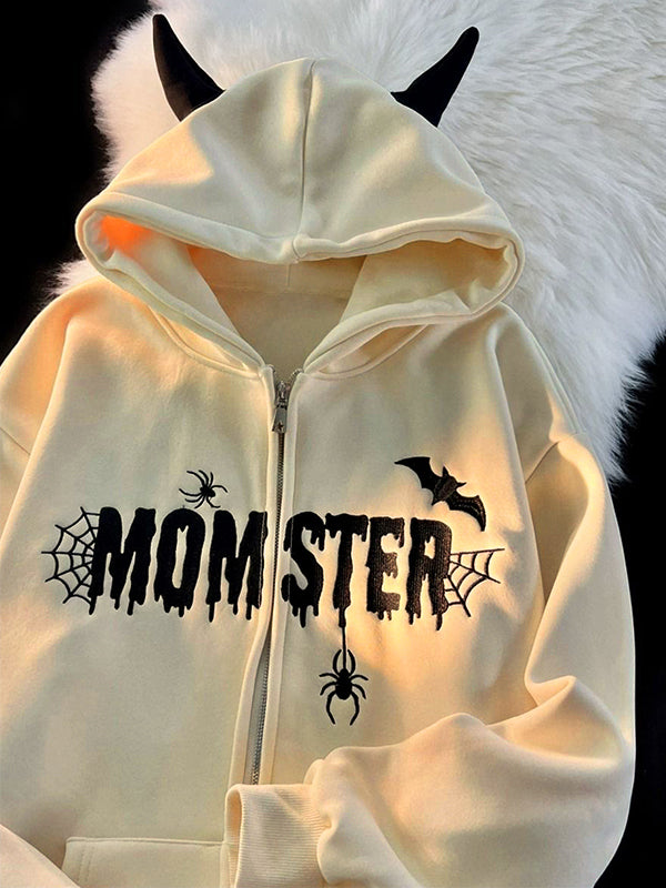 Y2k Multicolor Street Spider Bestickter Teufels Stil Oversize Hoodie