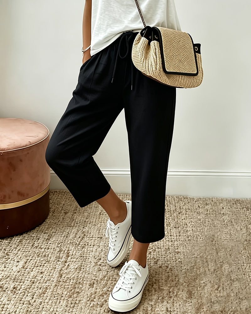 Hose Kordelzug Cropped Gerade