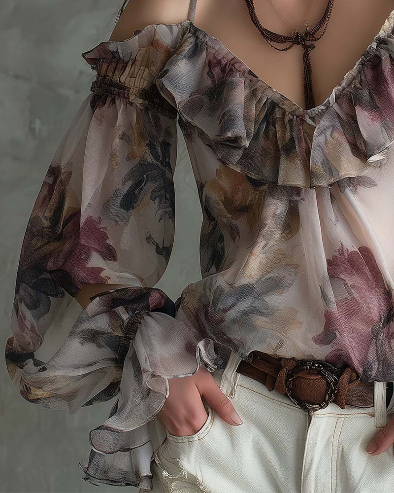 Bluse Puffärmel Off-Schulter
