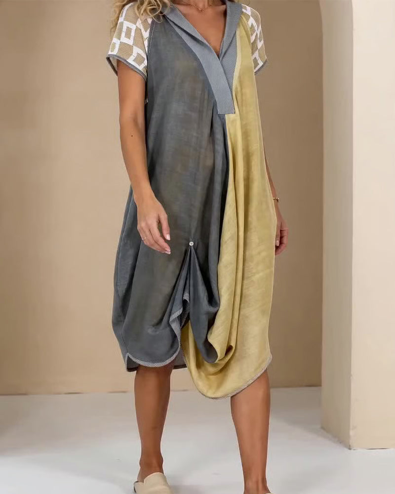 Kleid Unregelmäßiges Patchwork Kontrastfarben