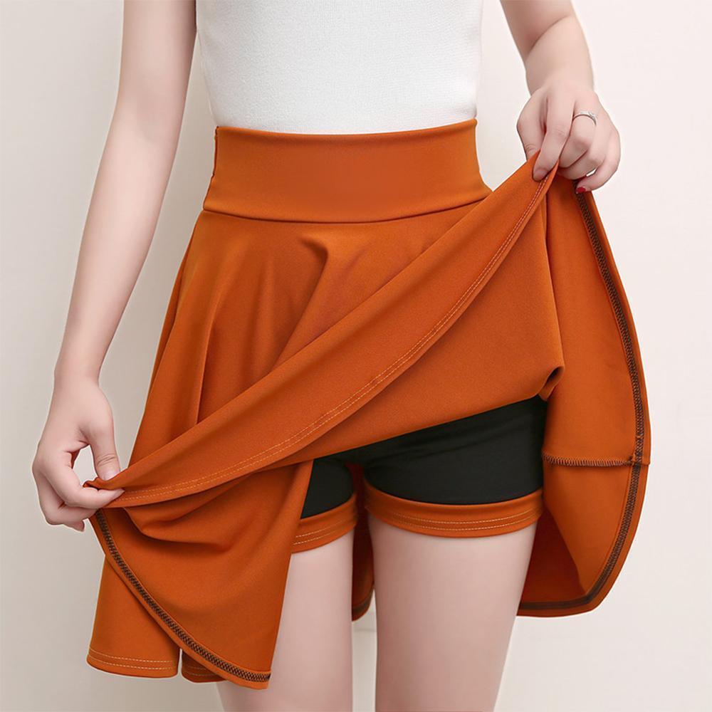 A-line elastische Taille Plissee Shorts Rock Orange
