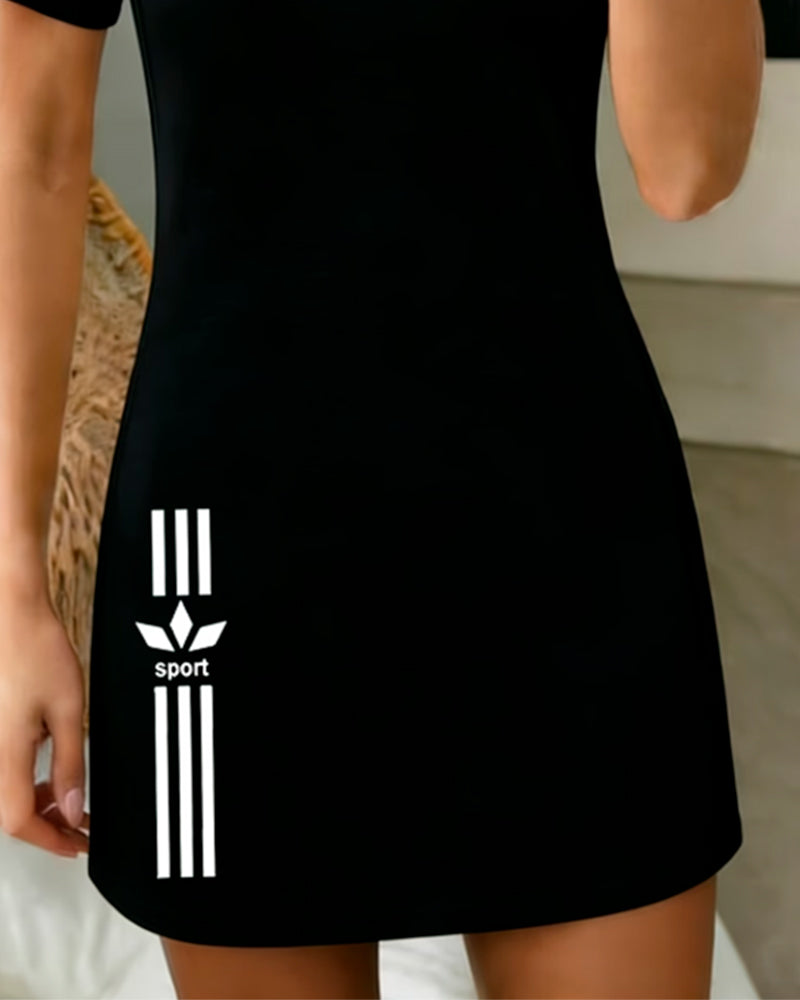 Kleid Bedruckt Rundhals Lässig