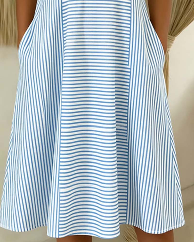 Kleid Ärmellos Gestreift Casual A Saum