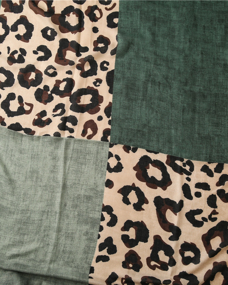 Damen Schal Leopard Patchwork Print Fransen Schal