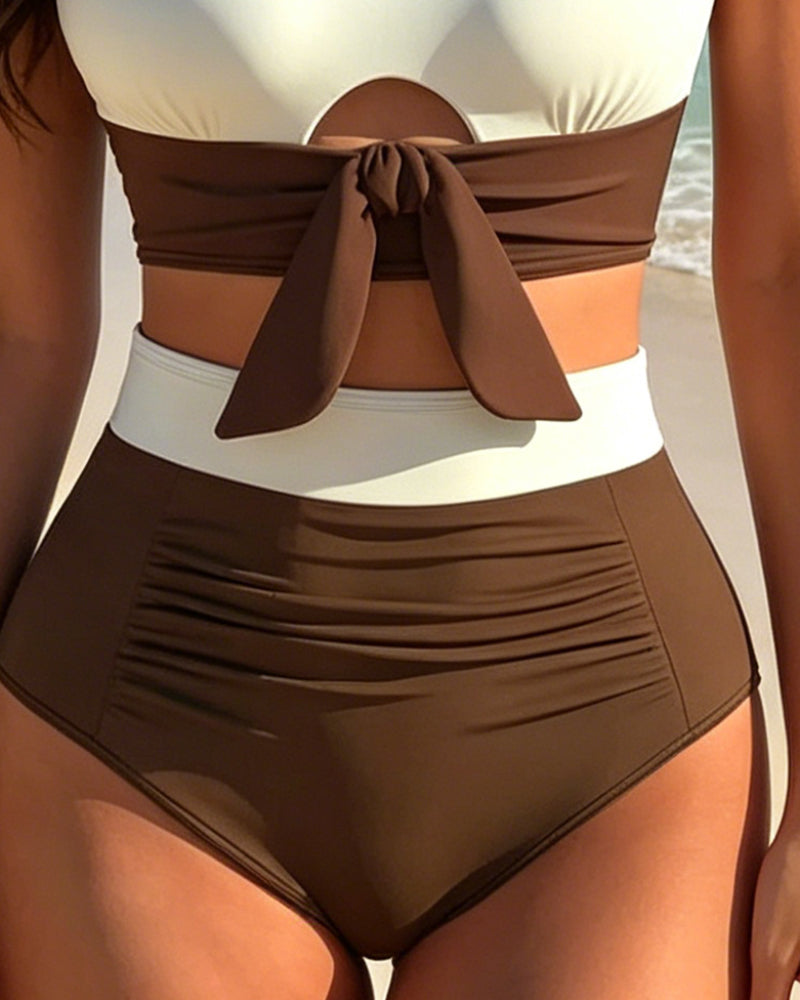 Urlaub Bikini U-Ausschnitt Farbblock