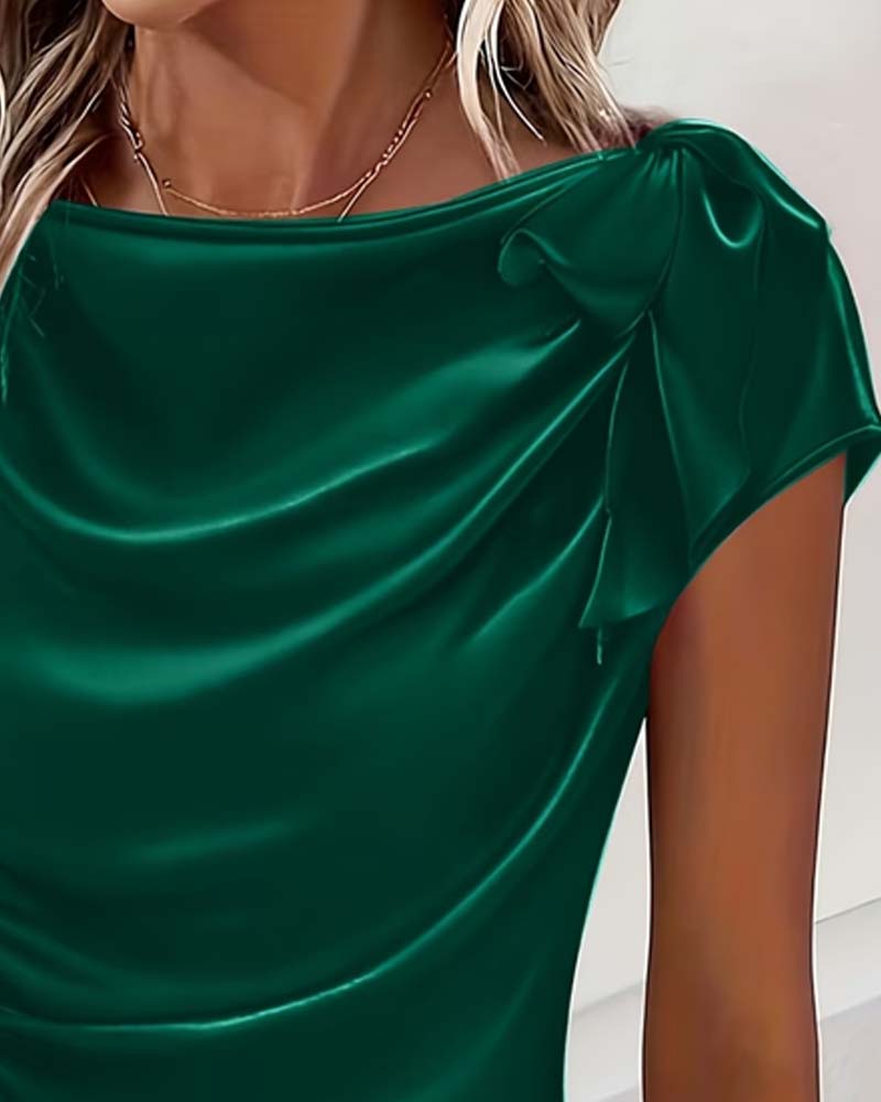 Bluse Off-Shoulder Glanz Slim Fit
