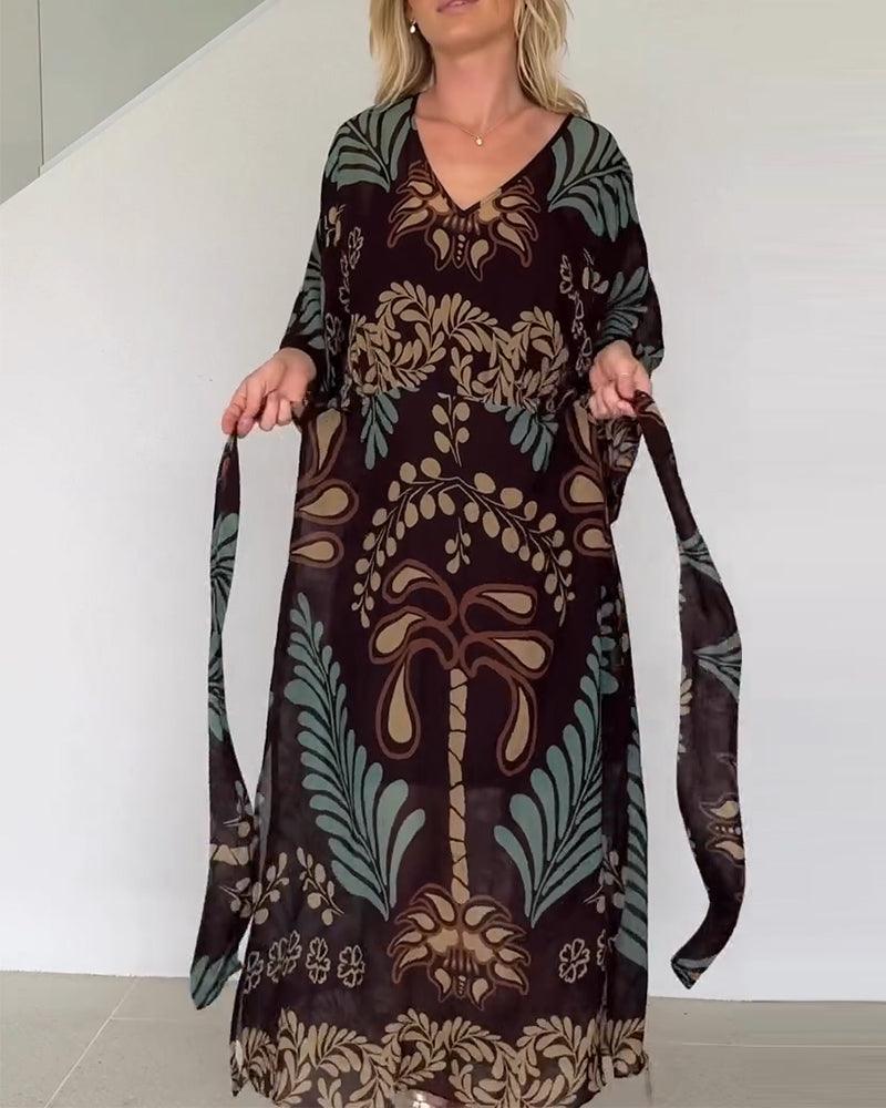 Kleid Boho V-Ausschnitt Weit