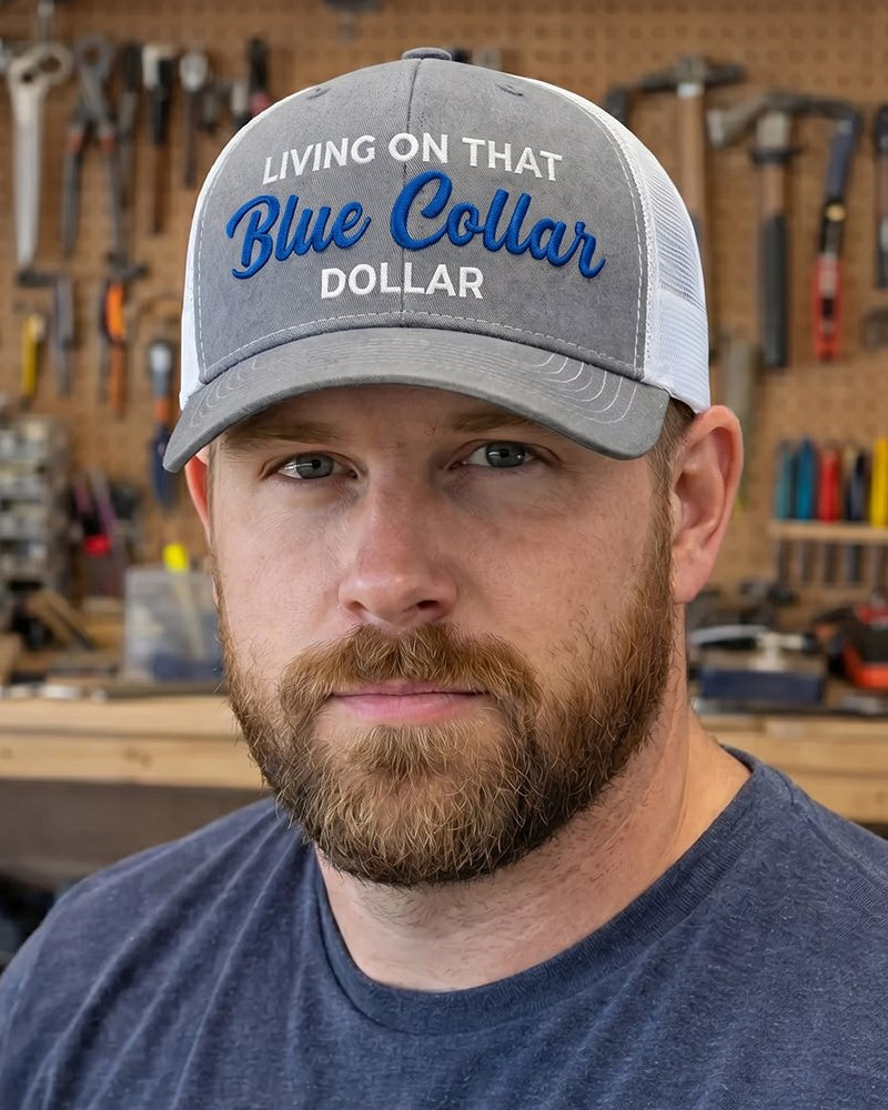 Hut Blauer Kragen Dollar Trucker – Stolze Arbeitskleidung Kappe
