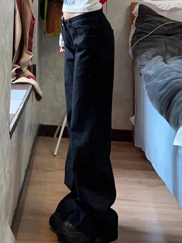 Schwarze Y2k Low Waist Weitbeinig Flare Jeans