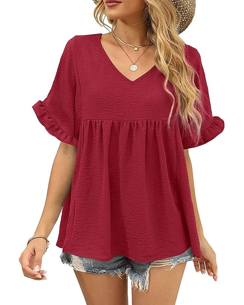 Bluse Lässig Rüsche Loose Fit