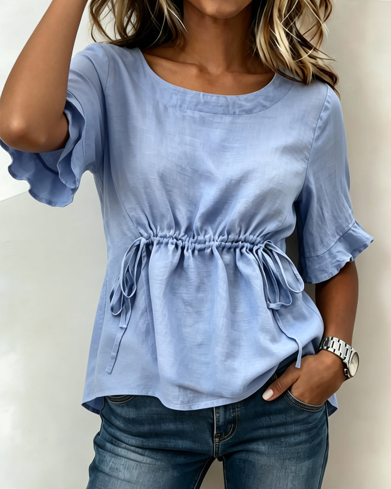 Bluse Rüschen Bindegürtel