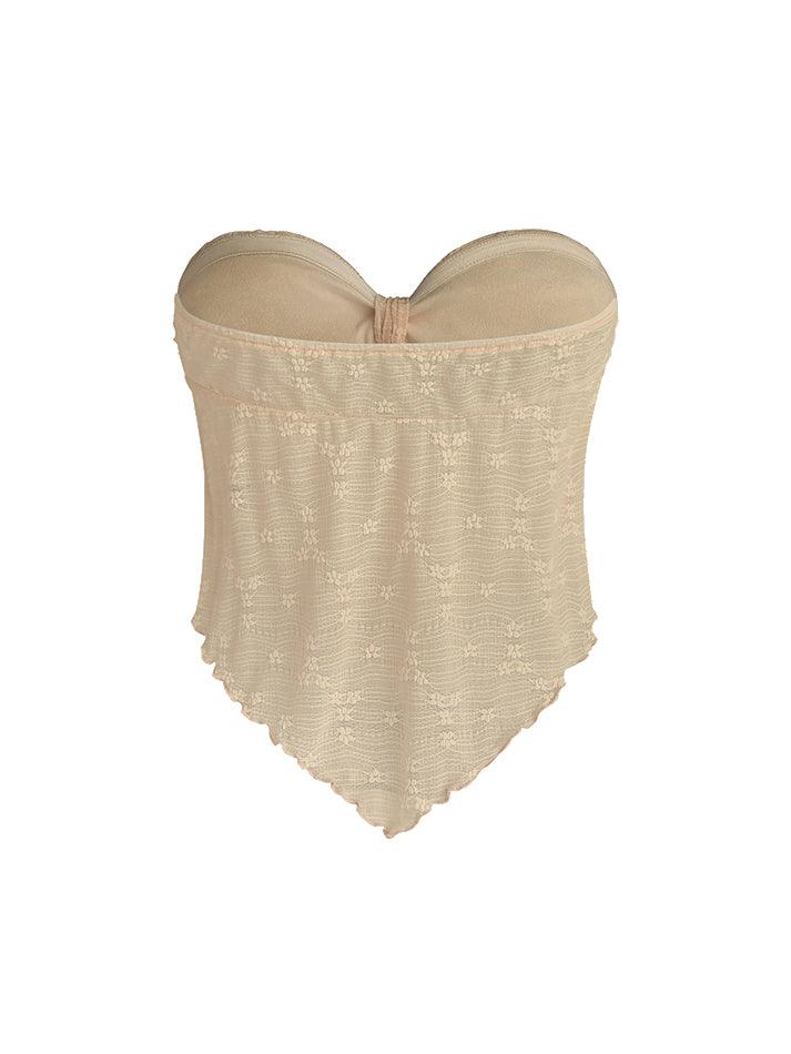 Einfarbiges Vintage Frontknoten Blumen Tube Top