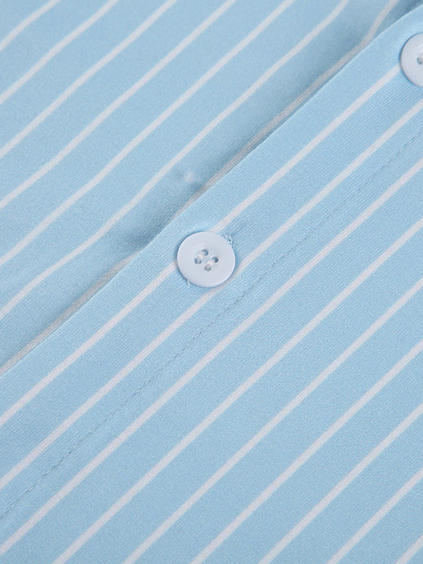 Gestreiftes Vintage Hemd mit Slim Fit Kurzen Ärmeln