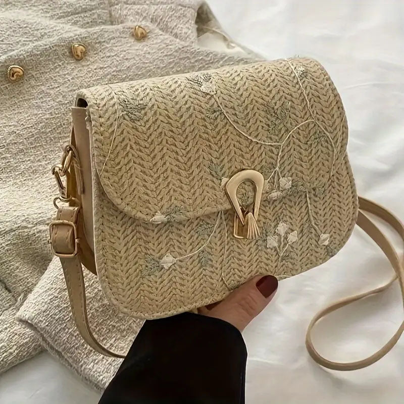 Lässige Strohtasche Khaki