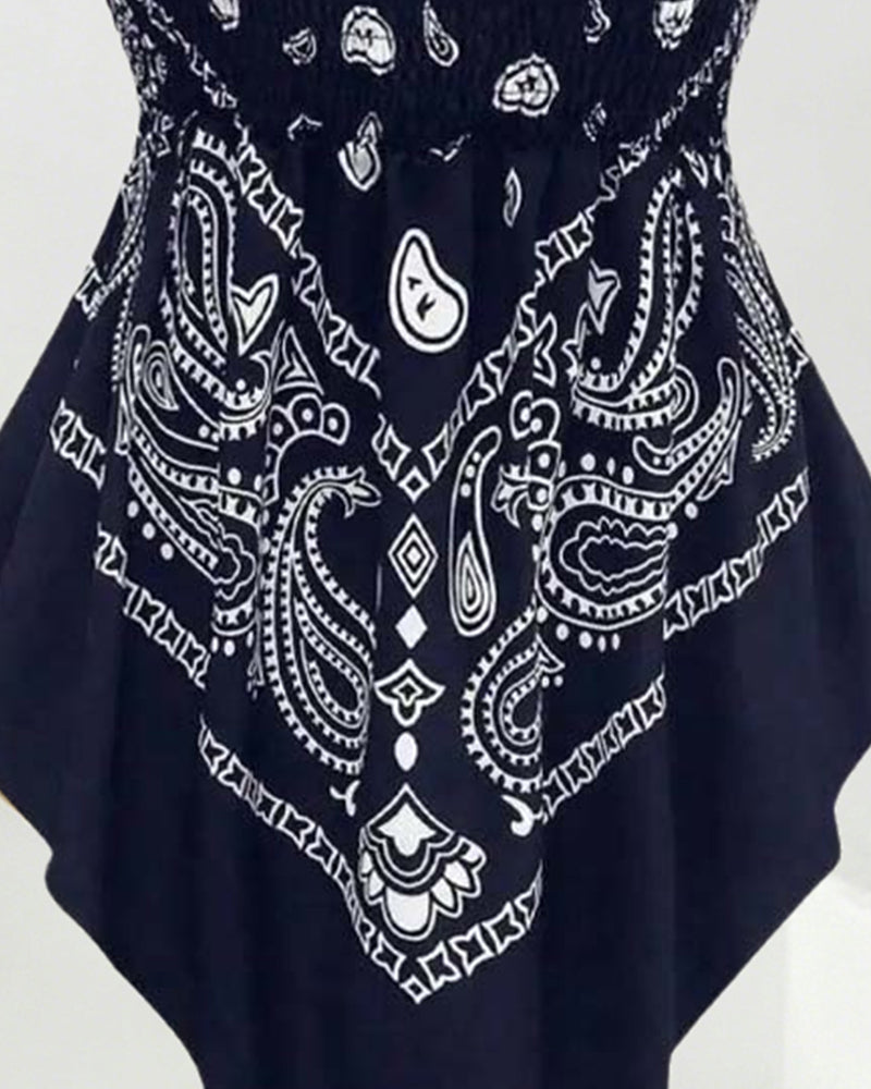 Bluse Paisley Bandeau Asymmetrisch