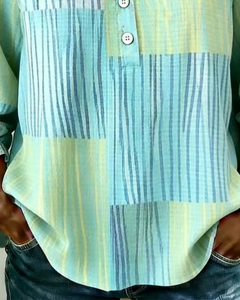 Bluse Streifen Quadratischer Ausschnitt 3/4-Arm