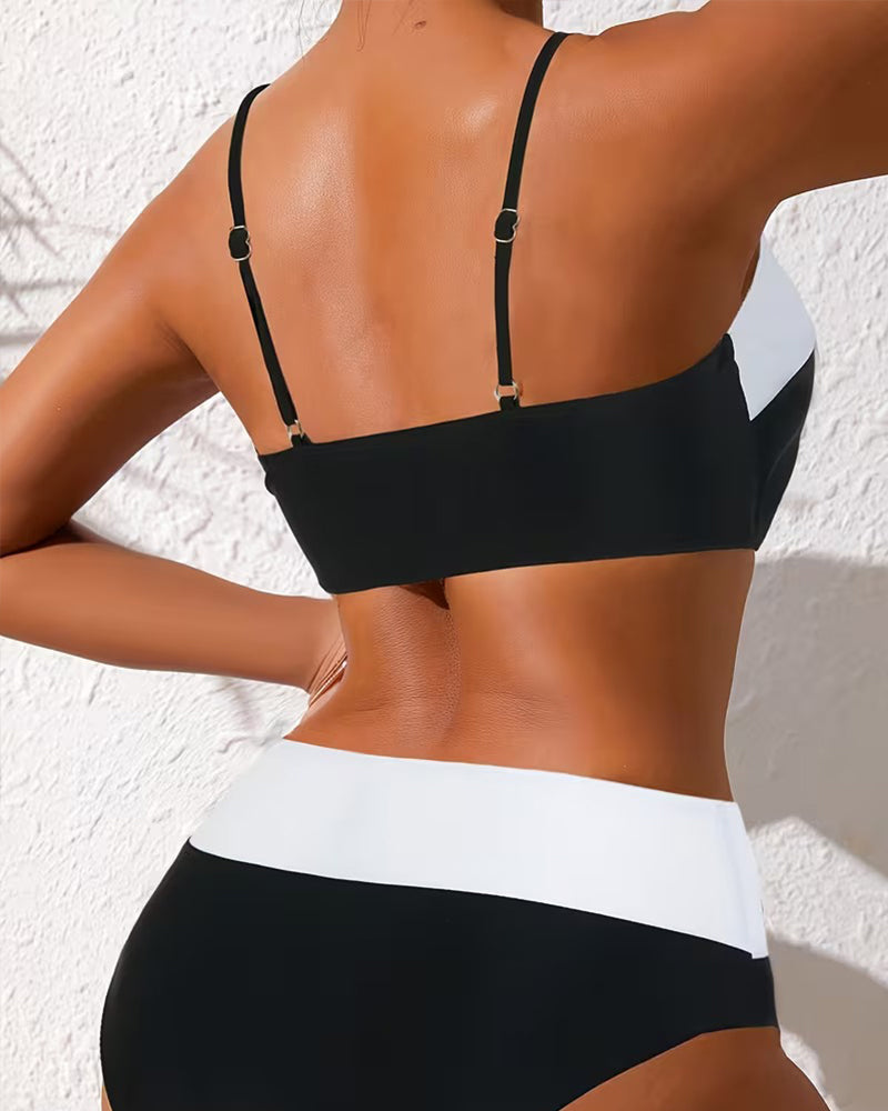 Bikini Metallschließen Design Color-Blocking