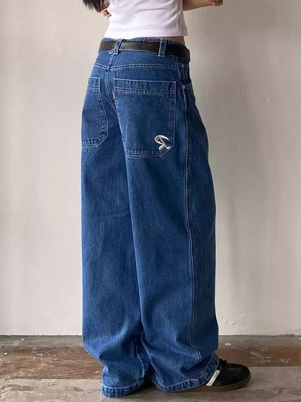 Vintage Boyfriend Jeans with Pocket Embroidery