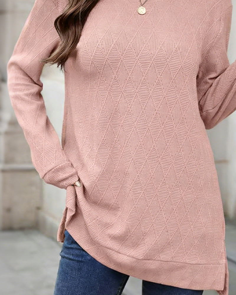 Top Rundhalsausschnitt Diamant-Jacquard