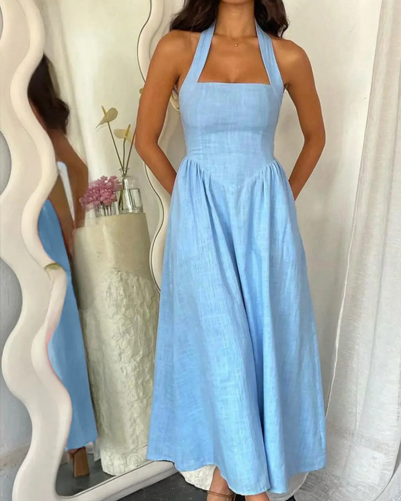 Kleid Halter Spaghettiträger Rückenfrei