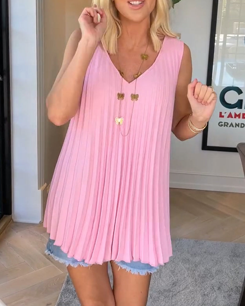 Tanktop Unifarben ärmellos gerafft