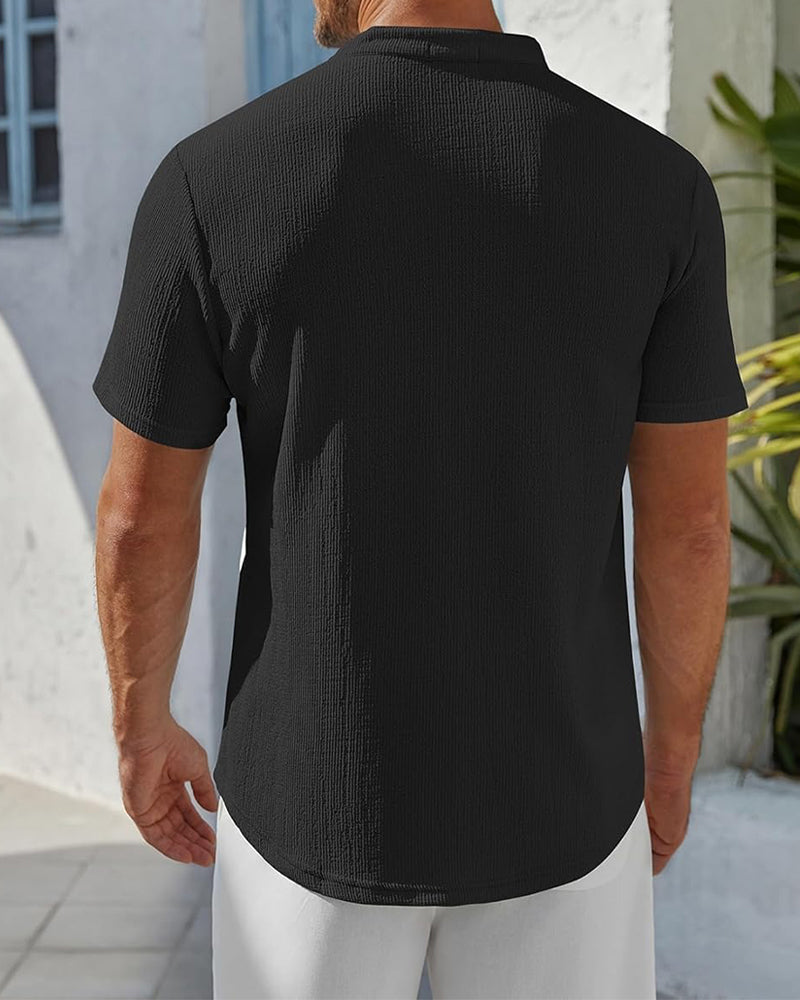 Hemd Einfarbig Locker Henley