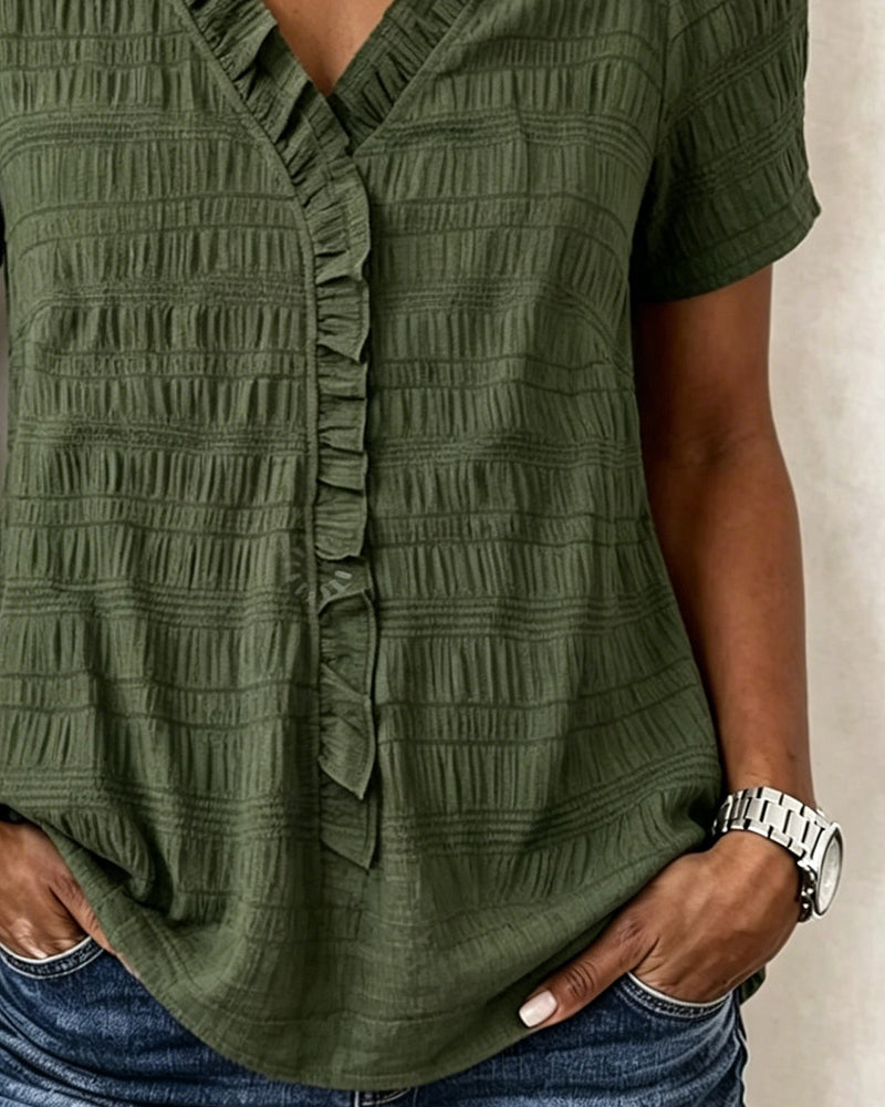 Bluse V-Ausschnitt Einfarbig