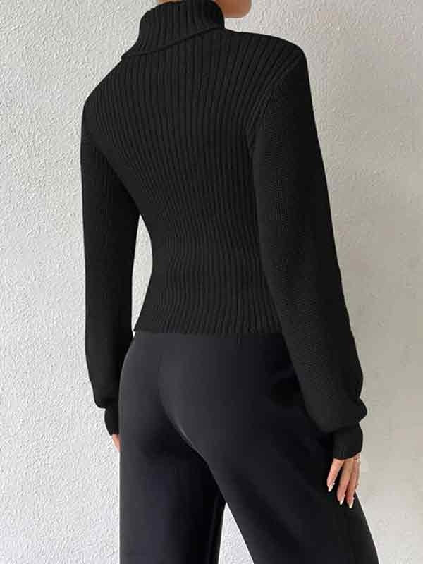 Solid Cutout High Neck Sweater/Solider Pullover mit hohem Ausschnitt