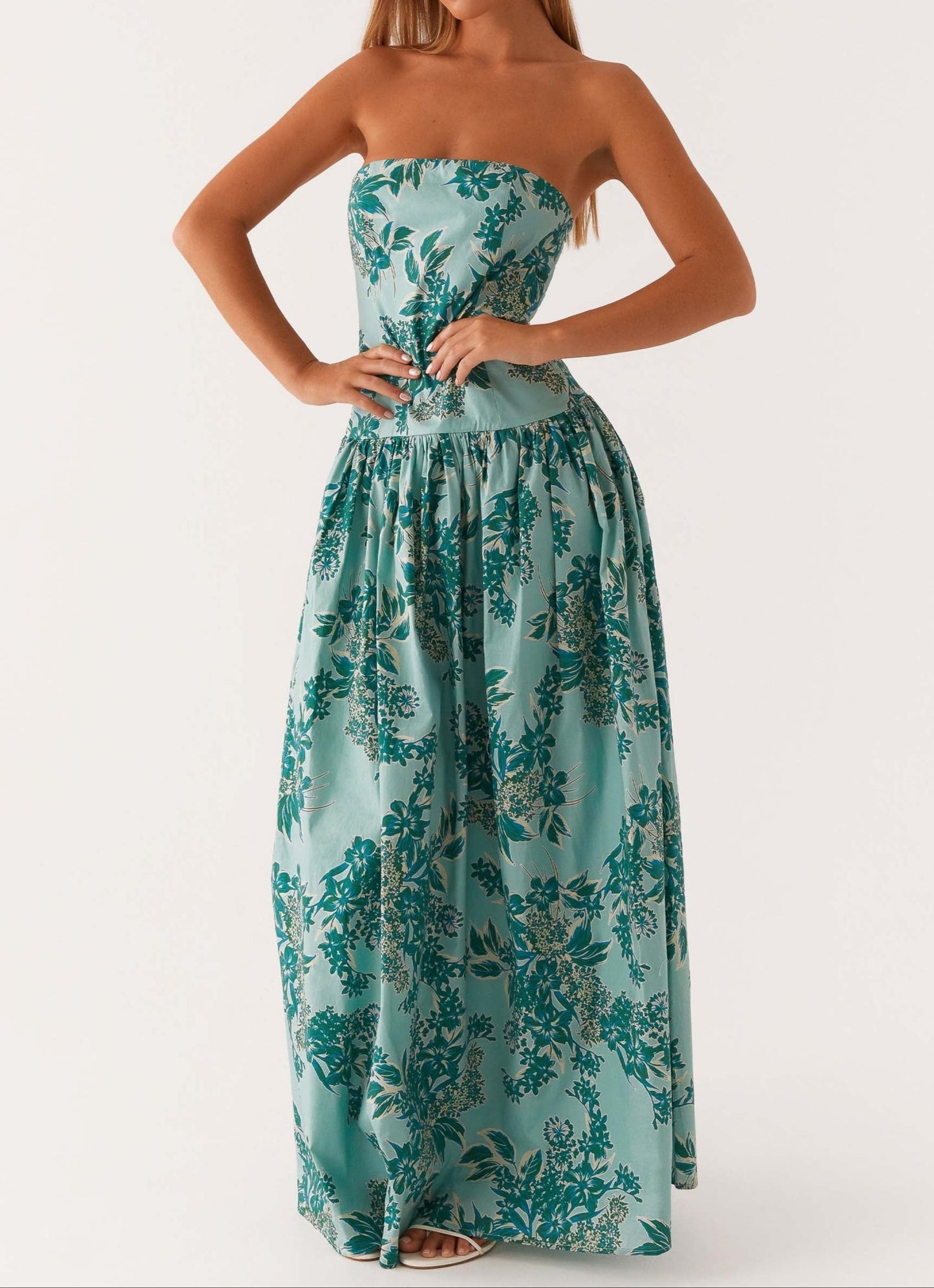 Agnesca Maxi Dress – Cloud Blue Floral Print